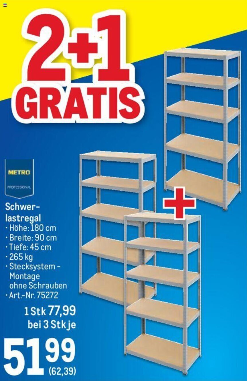 Metro Schwerlastregal • Höhe: 180 cm Breite: 90 cm • Tiefe: 45 cm Angebot