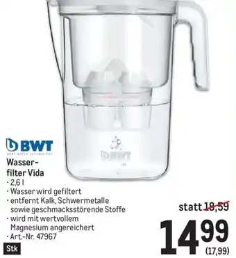 Metro BWT Wasser- filter Vida 2,6 l Angebot