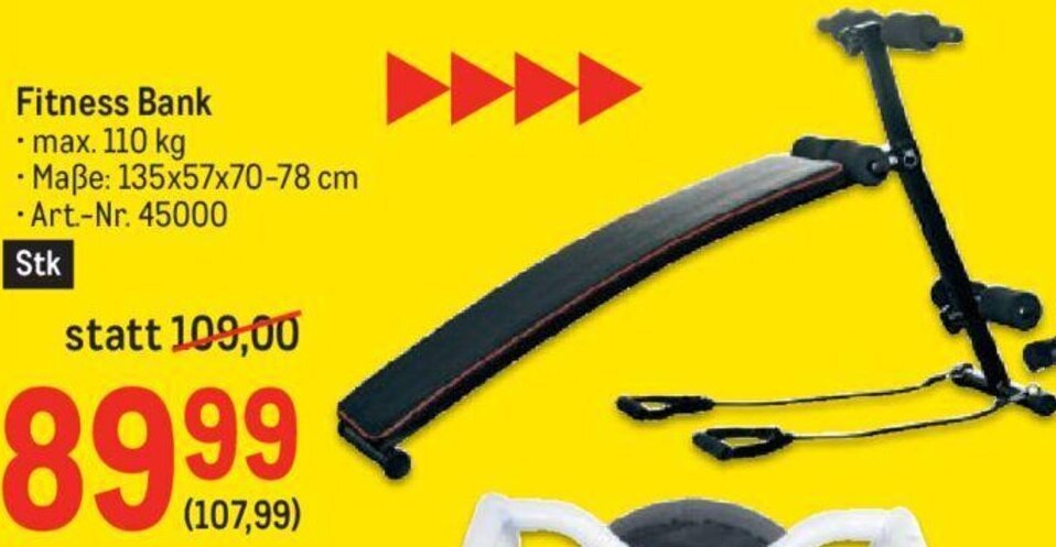 Metro Fitness Bank • Maße: 135x57x70-78 cm Angebot