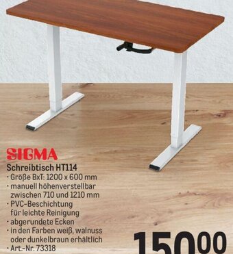 Metro SIGMA Schreibtisch HT114 Angebot
