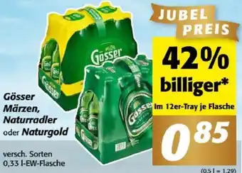 Nah&Frisch Gösser Märzen, Naturradler oder Naturgold versch. Sorten 0,33 I-EW-Flasche Angebot