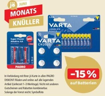 Pagro Diskont auf Batterien Angebot