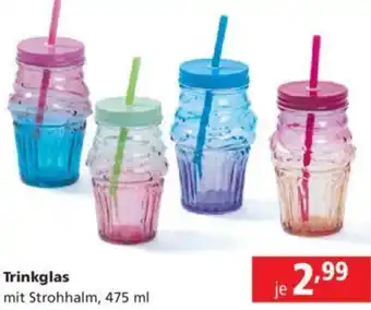 Pagro Diskont Trinkglas mit Strohhalm, 475 ml Angebot