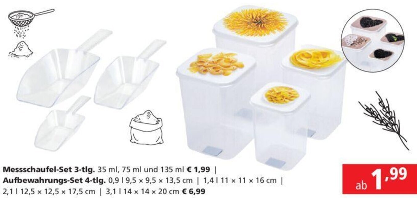Pagro Diskont Messschaufel-Set 3-tlg 35 ml, 75 ml und 135 ml Angebot