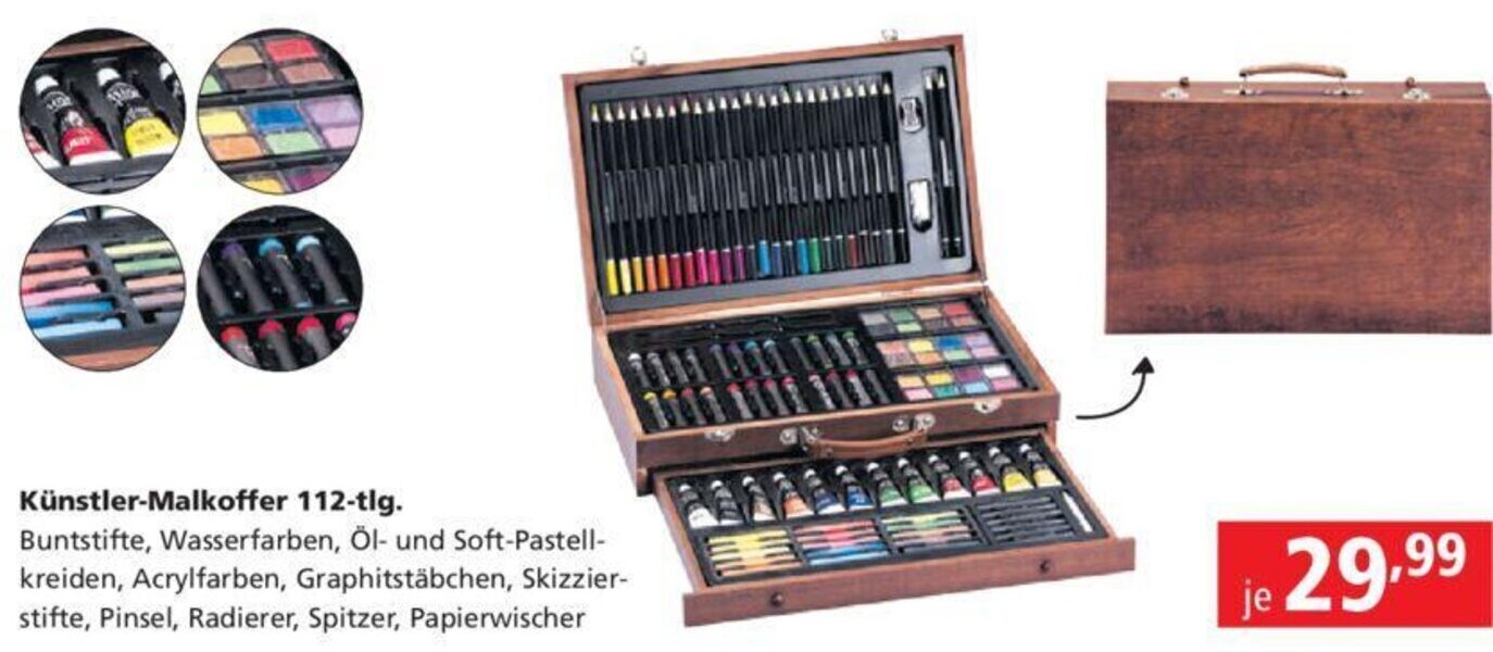 Pagro Diskont Künstler-Malkoffer 112-tlg. Angebot