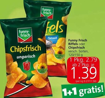 Spar Funny Frisch Riffels oder Chipsfrisch versch. Sorten, 120/150 g Angebot