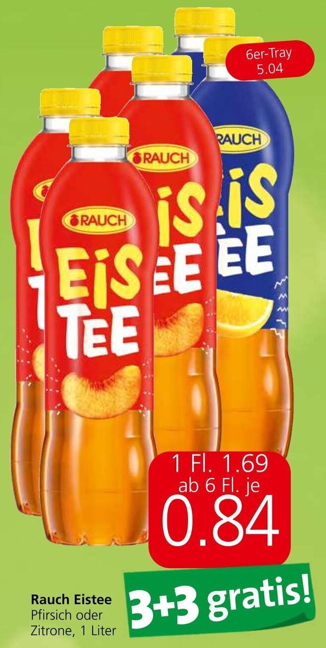 Spar Rauch Eistee Pfirsich oder Zitrone, 1 Liter Angebot