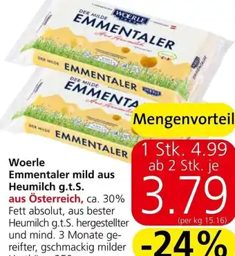 Spar Woerle Emmentaler mild aus Heumilch g.t.S. Angebot