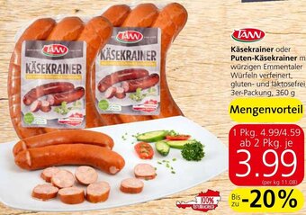 Spar Käsekrainer oder Puten-Käsekrainer 360 g Angebot