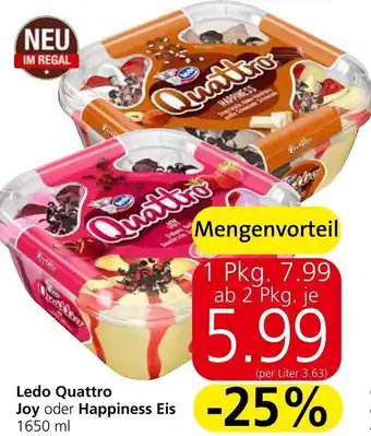 Spar Ledo Quattro Joy oder Happiness Eis 1650 ml Angebot