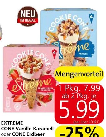 Spar EXTREME CONE Vanille-Karamell oder CONE Erdbeer 440 ml Angebot