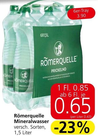 Spar Römerquelle Mineralwasser versch. Sorten, 1,5 Liter Angebot