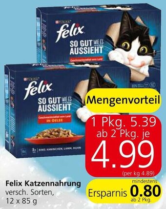 Spar Felix Katzennahrung versch. Sorten, 12 x 85 g Angebot