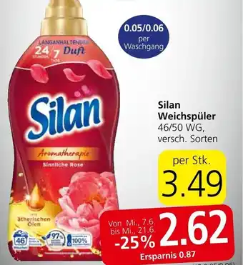 Spar Silan Weichspüler 46/50 WG, versch. Sorten per Stk. Angebot