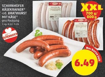 PENNY SCHIRNHOFER KÄSEKRAINER* od. BRATWURST MIT KÄSE* pro Packung Angebot
