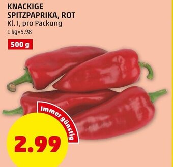 PENNY KNACKIGE SPITZPAPRIKA, ROT Kl. I, pro Packung Angebot