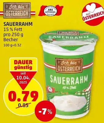 PENNY SAUERRAHM 15 % Fett pro 250 g Becher Angebot