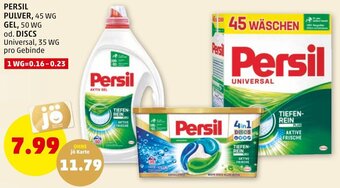 PENNY PERSIL PULVER, 45 WG GEL, 50 WG od. DISCS Universal, 35 WG pro Gebinde Angebot