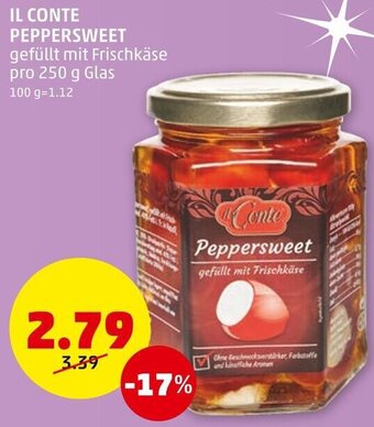 PENNY IL CONTE PEPPERSWEET gefüllt mit Frischkäse pro 250 g Glas Angebot