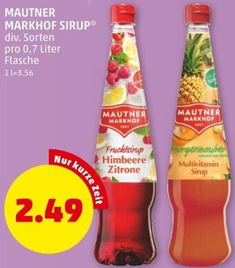 PENNY MAUTNER MARKHOF SIRUP* div. Sorten pro 0,7 Liter Flasche Angebot