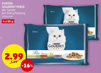 PENNY PURINA GOURMET PERLE div. Sorten pro 340 g Packung Angebot