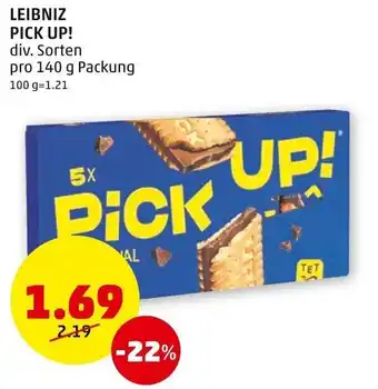 PENNY LEIBNIZ PICK UP! div. Sorten pro 140 g Packung Angebot