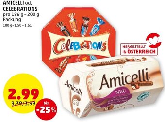 PENNY AMICELLI od. CELEBRATIONS pro 186 g-200 g Packung Angebot