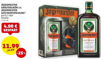 PENNY JÄGERMEISTER KRÄUTERLIKÖR od. JÄGERMEISTER GESCHENKSPACKUNG* pro 0,7 Liter Flasche Angebot