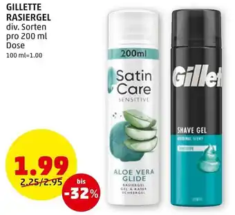 PENNY GILLETTE RASIERGEL div. Sorten pro 200 ml Dose Angebot