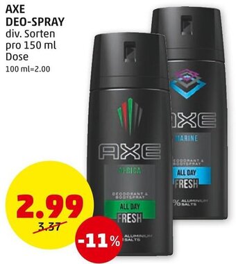 PENNY AXE DEO-SPRAY div. Sorten pro 150 ml Dose Angebot