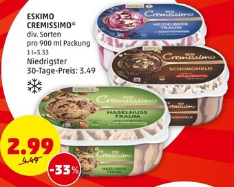 PENNY ESKIMO CREMISSIMO* div. Sorten pro 900 ml Packung Angebot