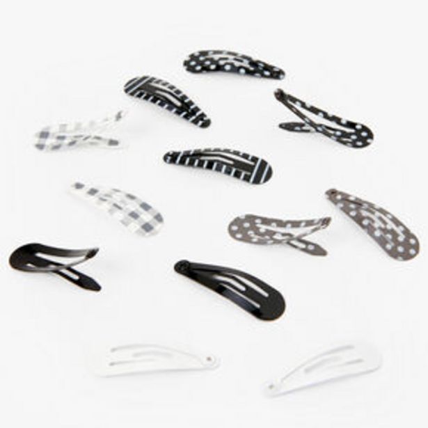 Claire's Claire's club black & white snap hair clips - 12 pack Angebot