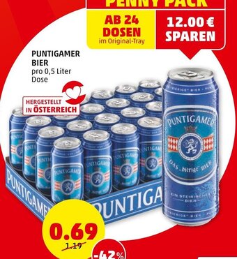 PENNY PUNTIGAMER BIER pro 0,5 Liter Dose Angebot