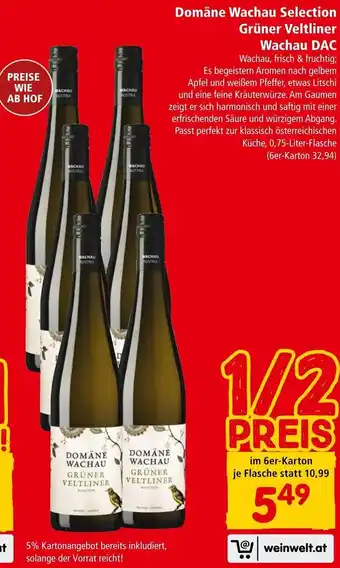 Interspar Domäne Wachau Selection Grüner Veltliner 0,75 Liter Angebot
