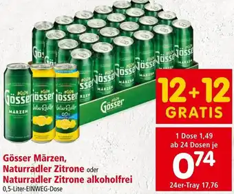Interspar Gösser Märzen, Naturradler Zitrone oder Naturradler Zitrone alkoholfrei 0,5-Liter-EINWEG-Dose Angebot