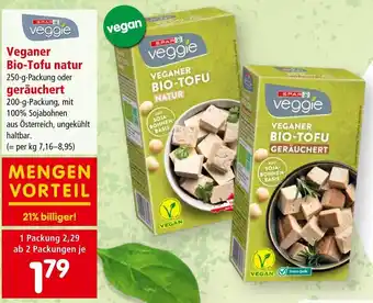 Interspar Veganer Bio-Tofu natur 250-g-Packung oder geräuchert 200-g-Packung, Angebot