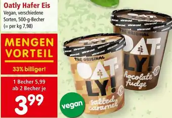 Interspar Oatly Hafer Eis Vegan, verschiedene Sorten, 500-g-Becher Angebot