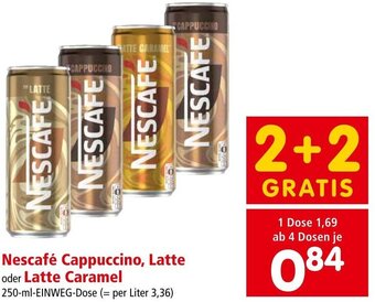 Interspar Nescafé Cappuccino, Latte oder Latte Caramel 250-ml-EINWEG-Dose Angebot