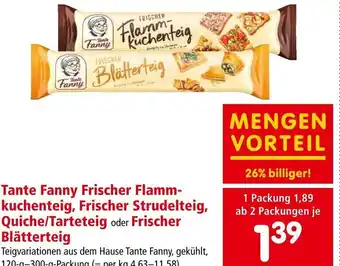 Interspar Tante Fanny Frischer Flamm-kuchenteig, Frischer Strudelteig, Quiche/Tarteteig oder Frischer Blätterteig Angebot