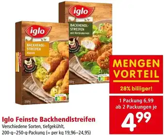 Interspar Iglo Feinste Backhendlstreifen Verschiedene Sorten, tiefgekühlt, 200-g-250-g-Packung Angebot