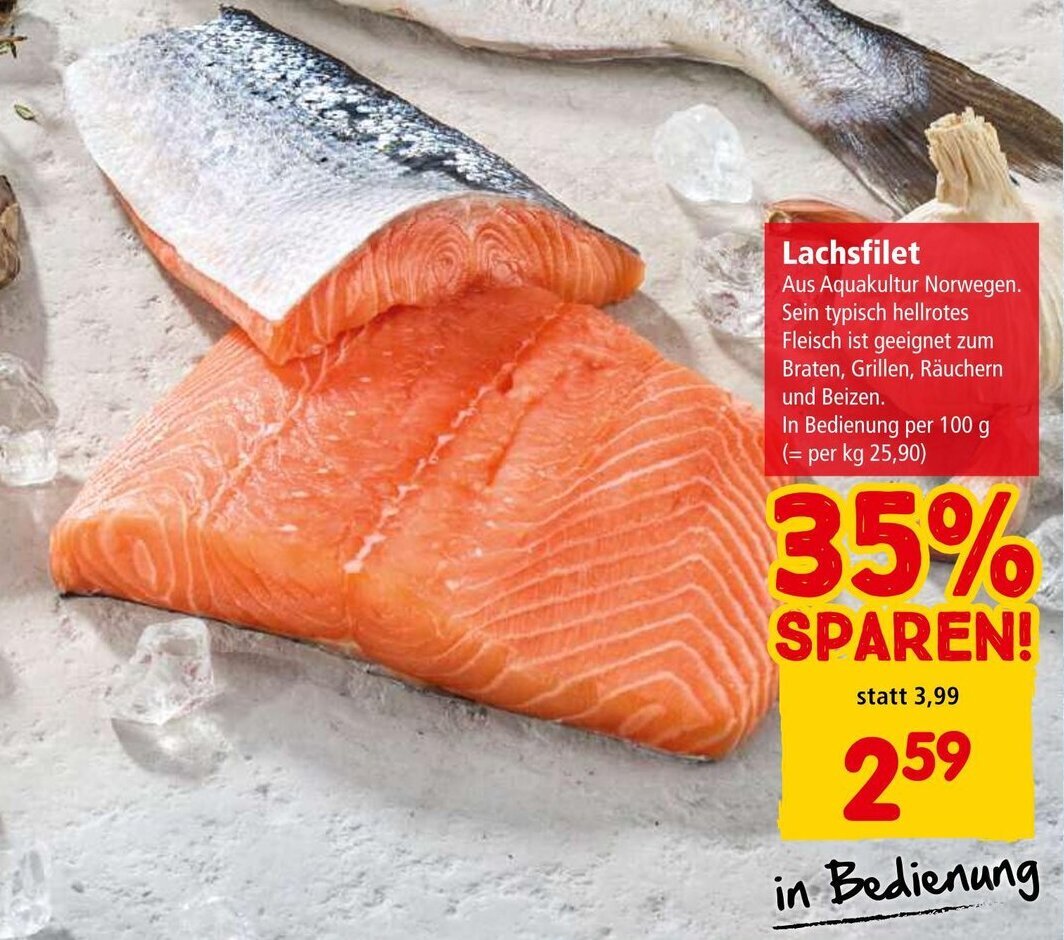 Interspar Lachsfilet In Bedienung per 100 g Angebot