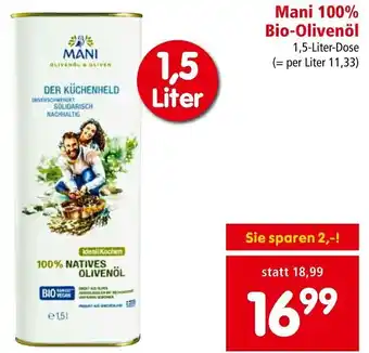 Interspar Mani 100% Bio-Olivenöl 1,5-Liter-Dose Angebot