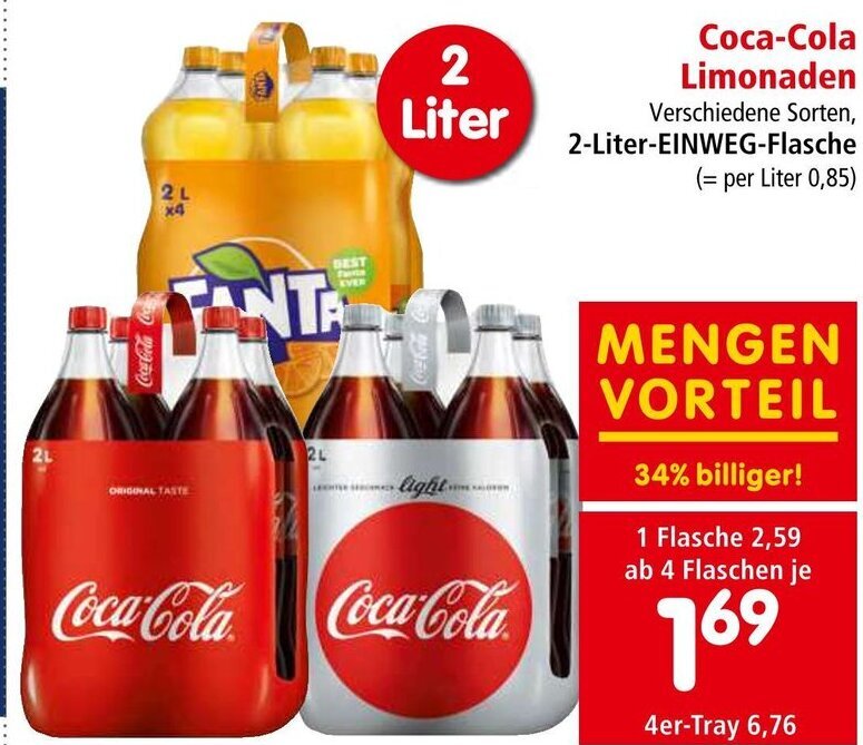 Interspar Coca-Cola Limonaden 2 Liter Angebot