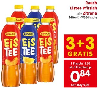 Interspar Rauch Eistee Pfirsich oder Zitrone 1-Liter-EINWEG-Flasche Angebot
