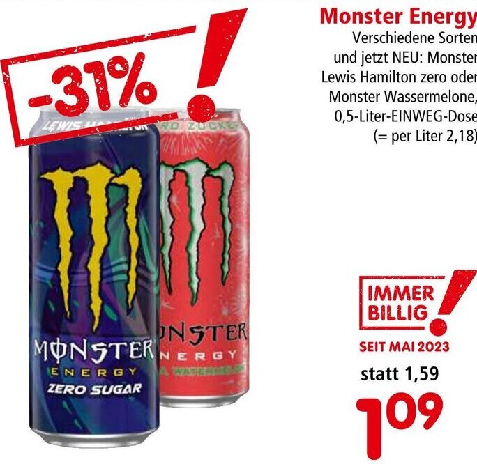 Interspar Monster Energy 0,5-Liter Angebot