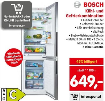 Interspar BOSCH Kühl- und Gefrierkombination Angebot