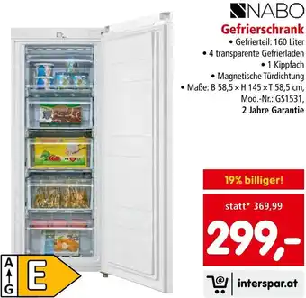 Interspar NABO • Gefrierteil: 160 Liter Angebot