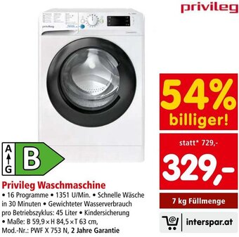 Interspar Privileg Waschmaschine Angebot