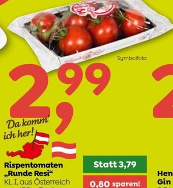 ADEG Rispentomaten ,,Runde Resi" KL I, aus Österreich per 450 g Packung Angebot