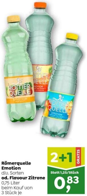 ADEG Römerquelle Emotion div. Sorten od. Flavour Zitrone 0,75 Liter Angebot